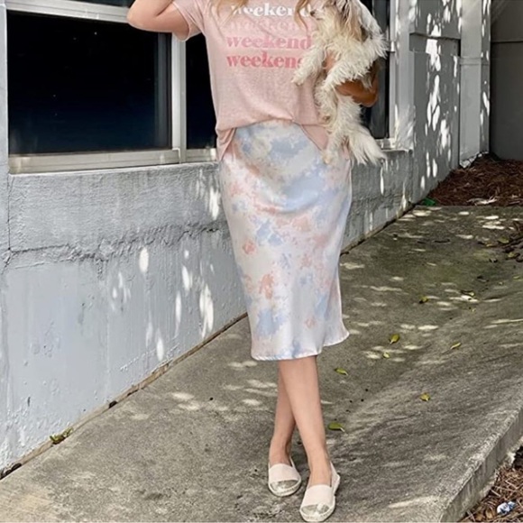 Mudpie Anya Blue and Pink Tie Dye Midi Skirt Sz Small NWT - Picture 4 of 13